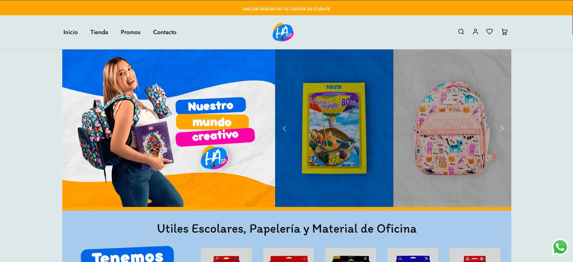 Diseño web premium para Materiales H&A - Papelería.