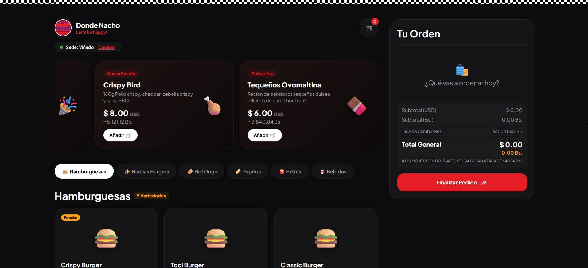 Diseño web premium para Menú Digital - Para comercios de comida.