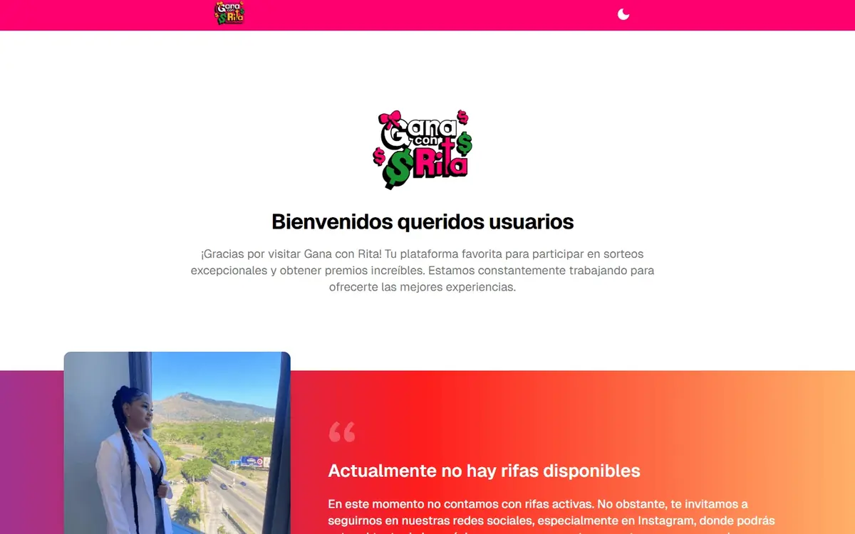 Plataforma de sorteos Gana con Rita