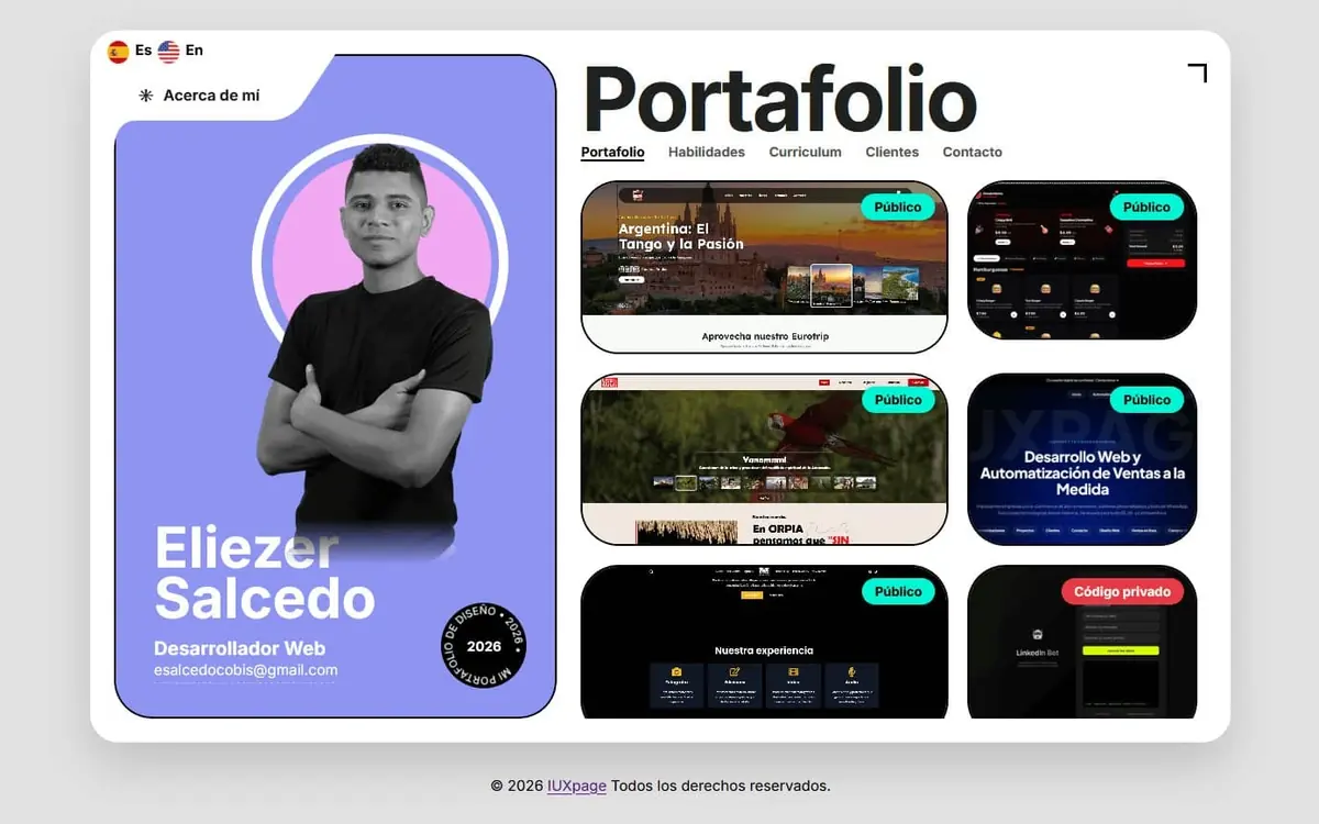 Portafolio profesional desarrollado por IuxPage